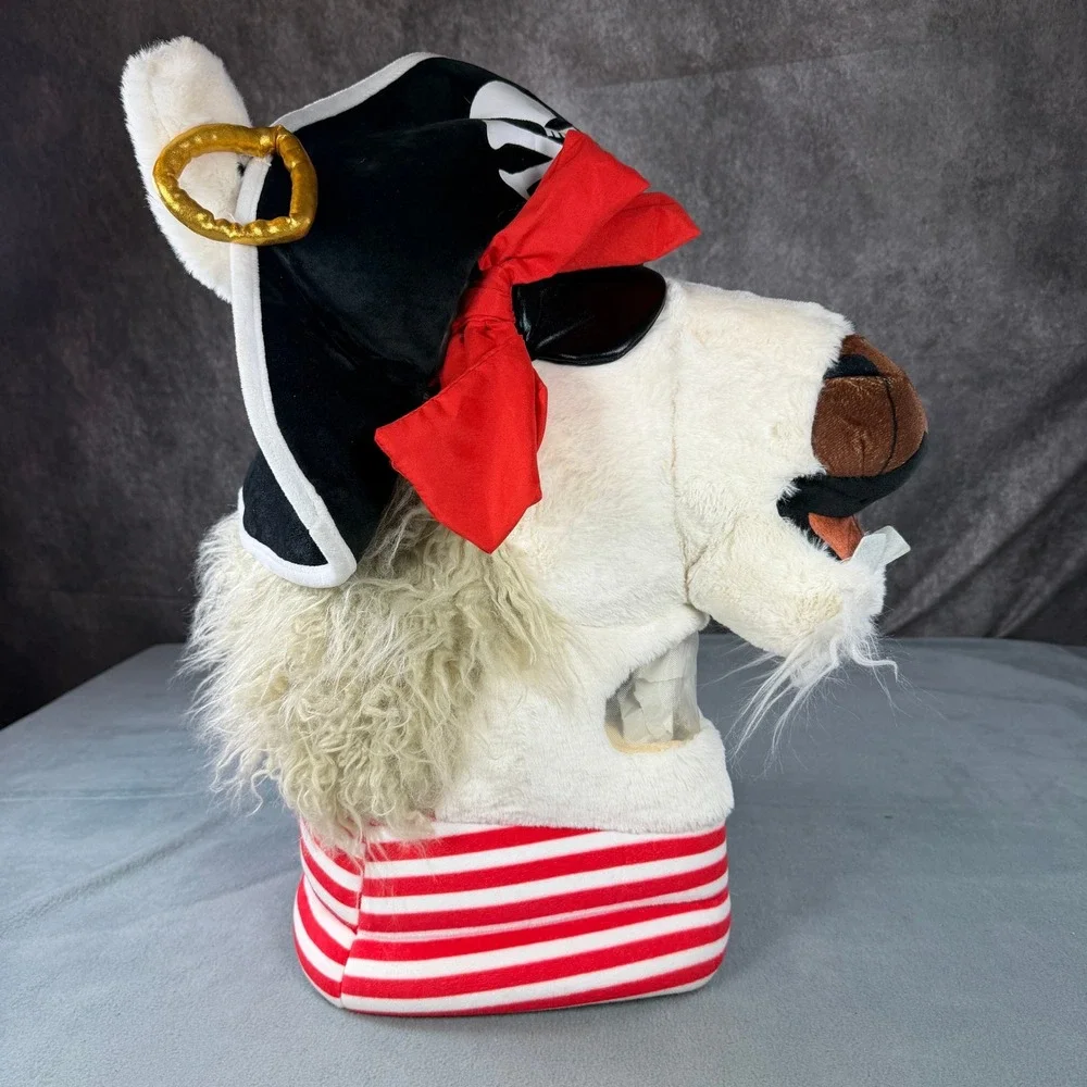Pirate Llama Plush Mascot Head Costume White Faux Fur Hat Eyepatch WMHD2990-0518